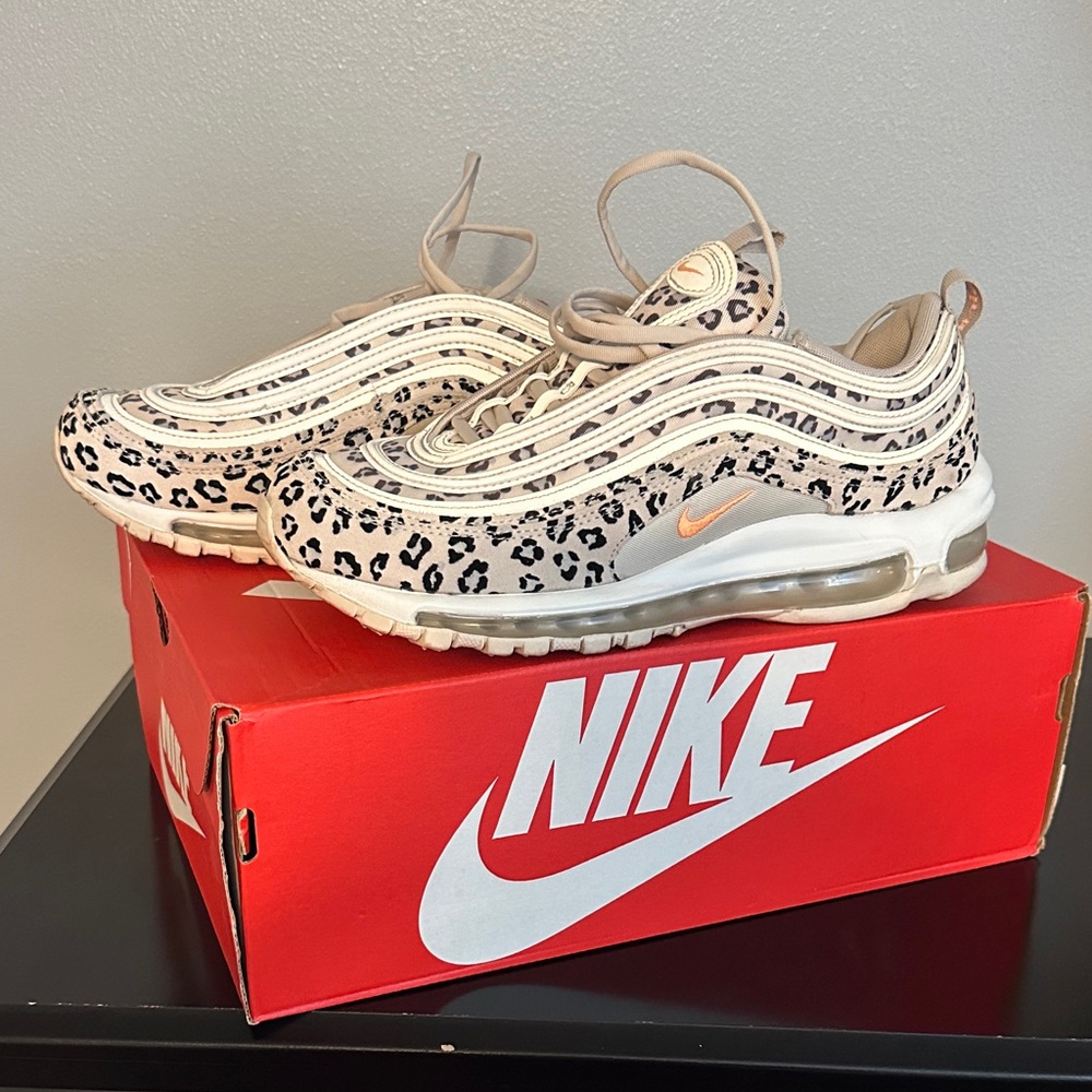 Nike Air Max 97 Cream and Tan Leopard Sneakers